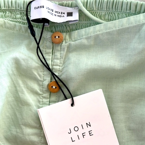 Zara Embroidered Cutout Eyelet Blouse Top Mint Green size XS - Picture 6 of 6